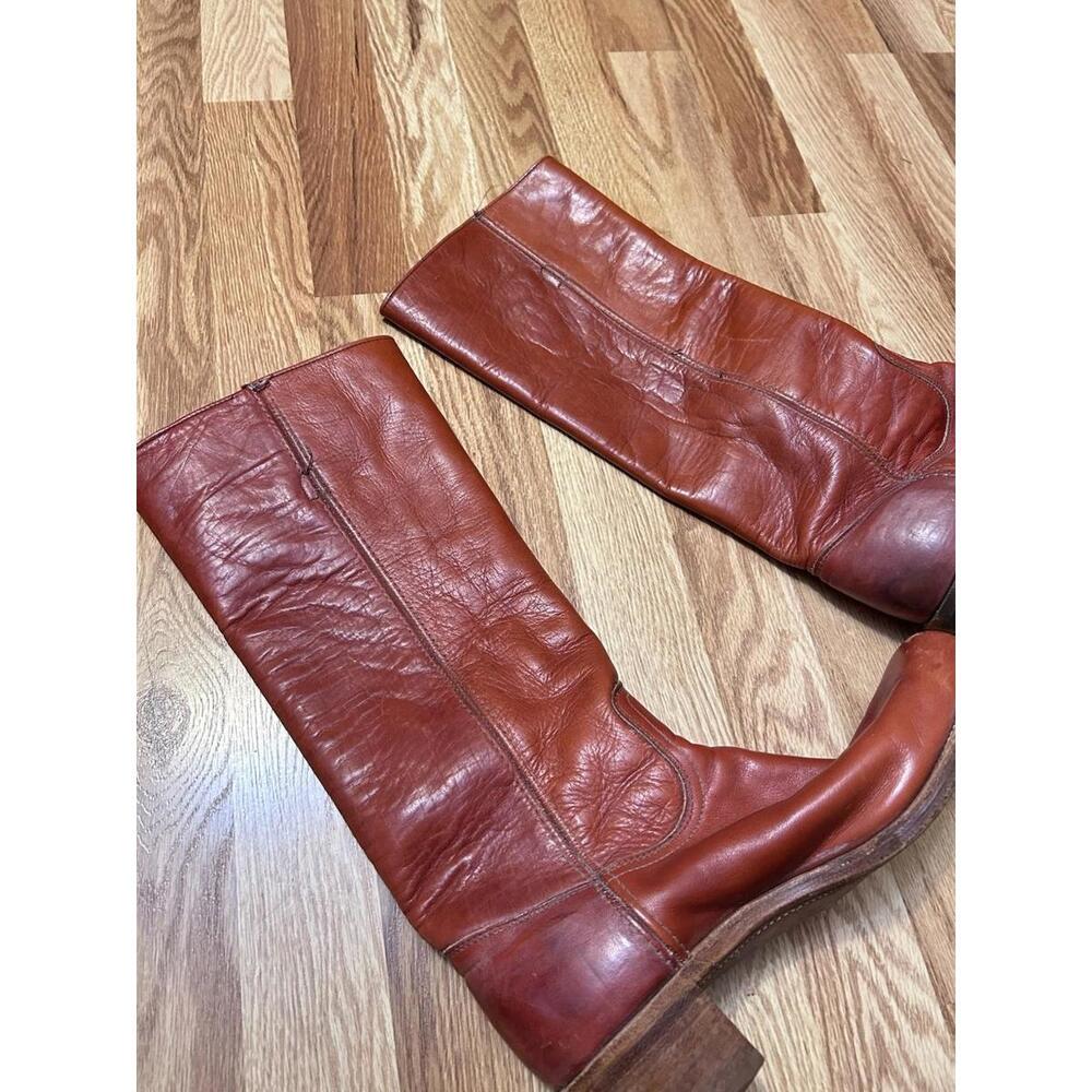Frye Women's Tall Leather Boots in Cognac Brown - Picture 12 of 13